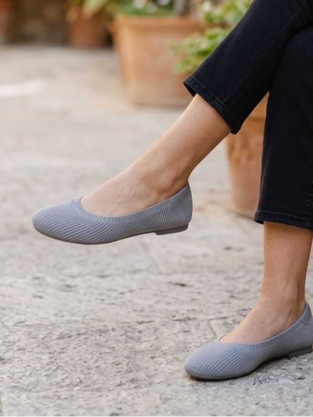 Frank Mully Gray Knit Ballet Flats - Versatile Everyday Shoe New Size 6.5